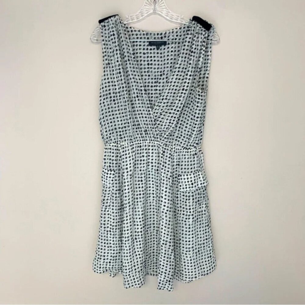 Waverly Grey V-Neck Black White Silk Summer Dress 10